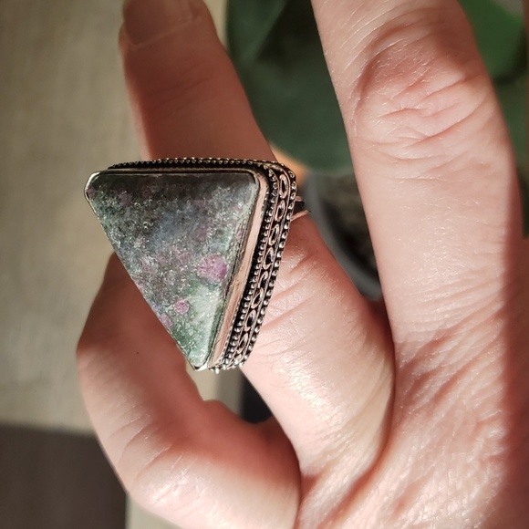 New Ruby in Fuchsite 925 Silver Ring. - Picture 10 of 15